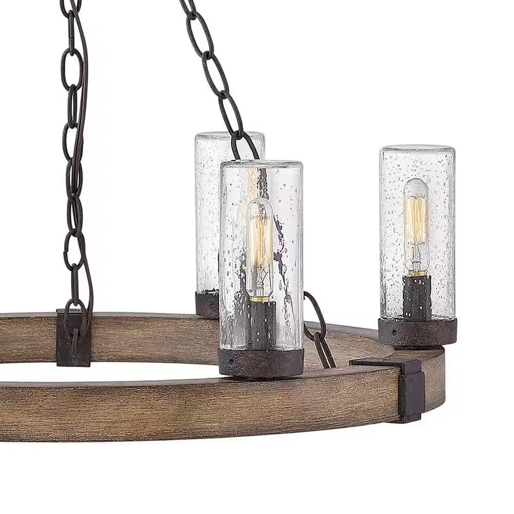Sawyer Medium 6-Light Sequoia Brown Outdoor Hanging Chandelier