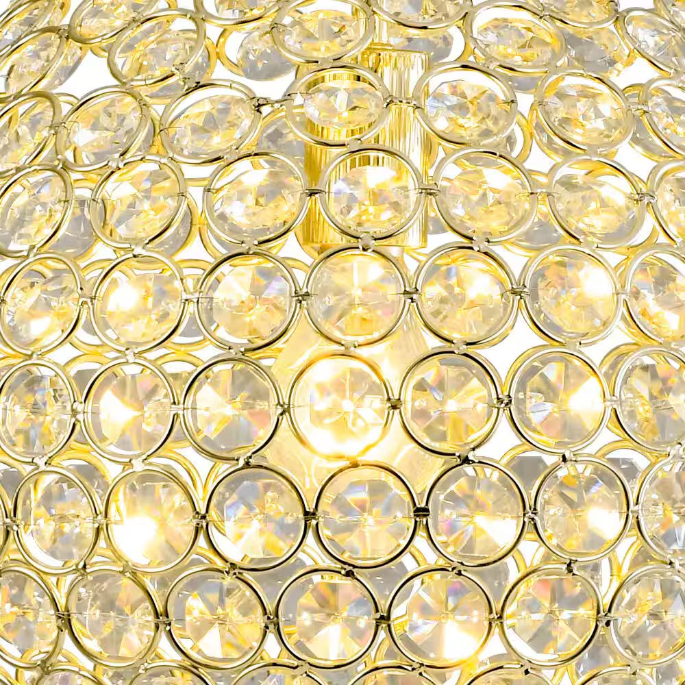 Ramas 1-Light Antique Gold Globe Chandelier with Crystal Accents for Kitchen Island