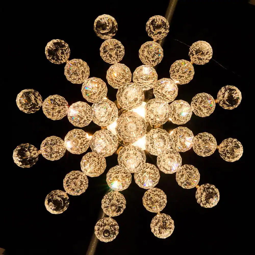 15.4 In. 3-Light Gold Crystal Chandelier Flush Mount Ceiling Light Fixture