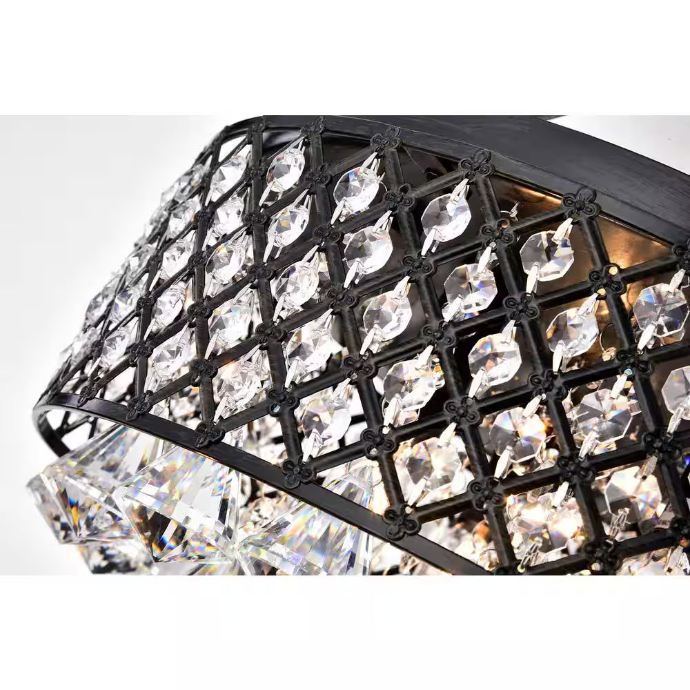 Alyvia 4-Light Antique Black Glam Semi-Flush Mount Ceiling Light with Beaded Crystal Drum Shade