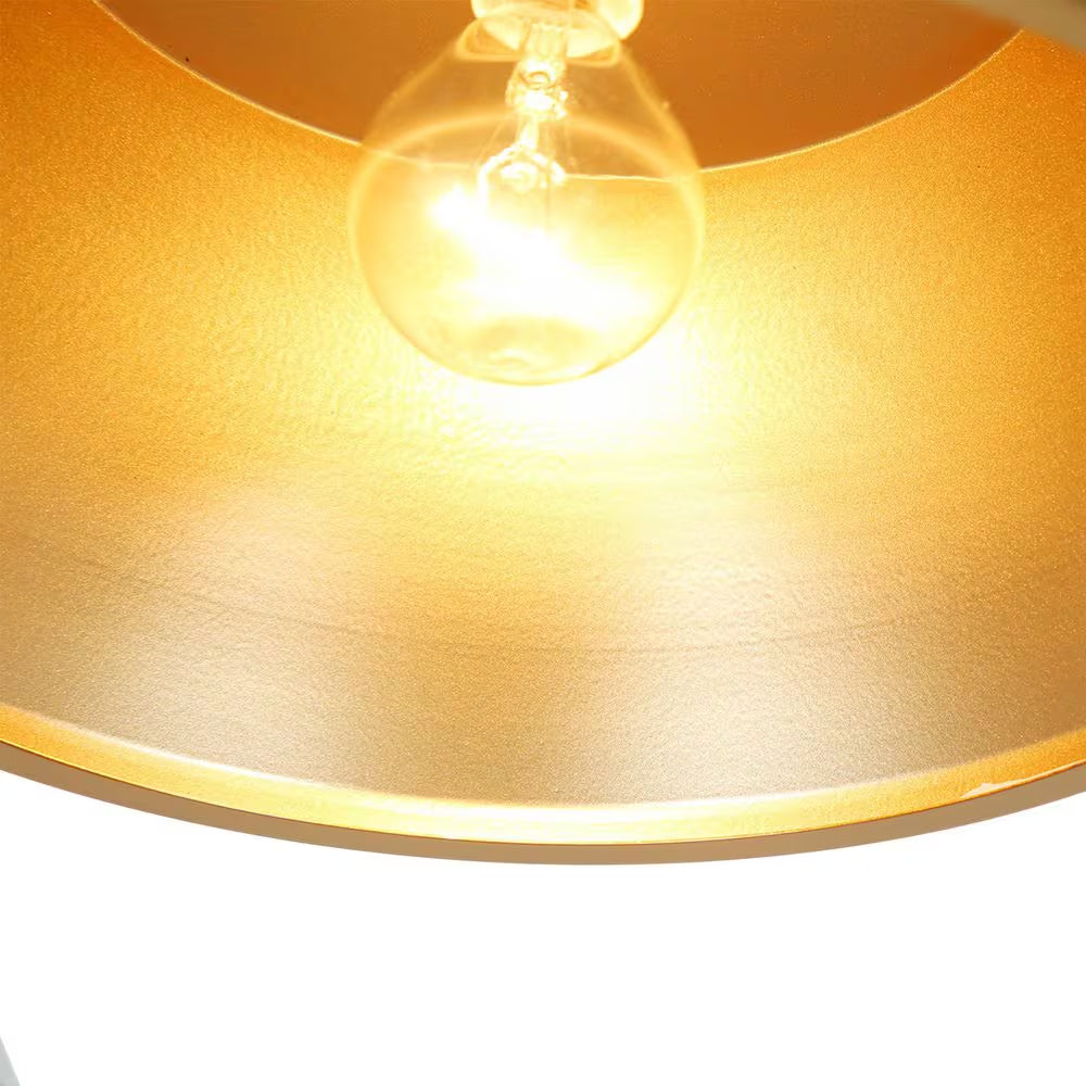 Modern 5-Light Matte White and Plated Brass Chandelier Contemporary Island Ceiling Light with Bell Shade for Living Room