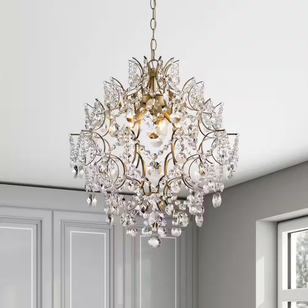 Daisy 20 In. in Diameter Brushed Silver-Ish Champagne 5-Light Larger Crystal Chandelier