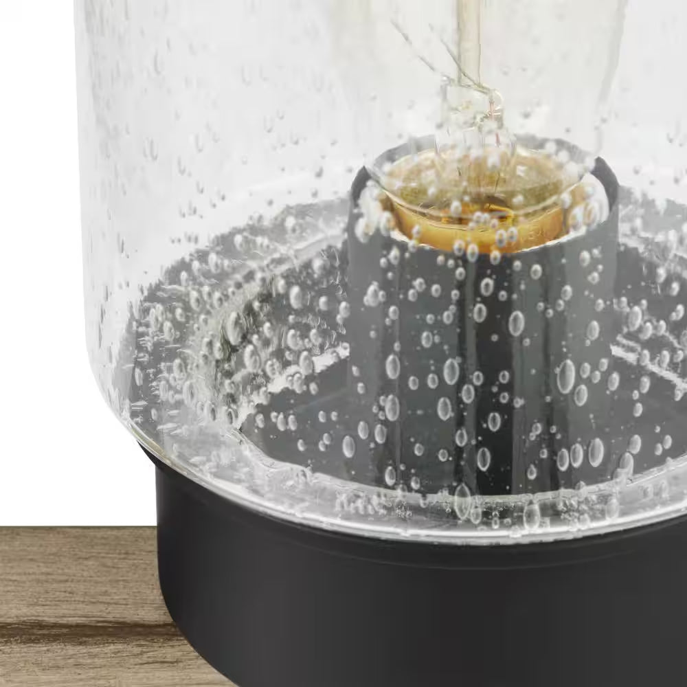 Collier 4-Light Matte Black Outdoor Chandelier with Clear Seeded Glass Shade