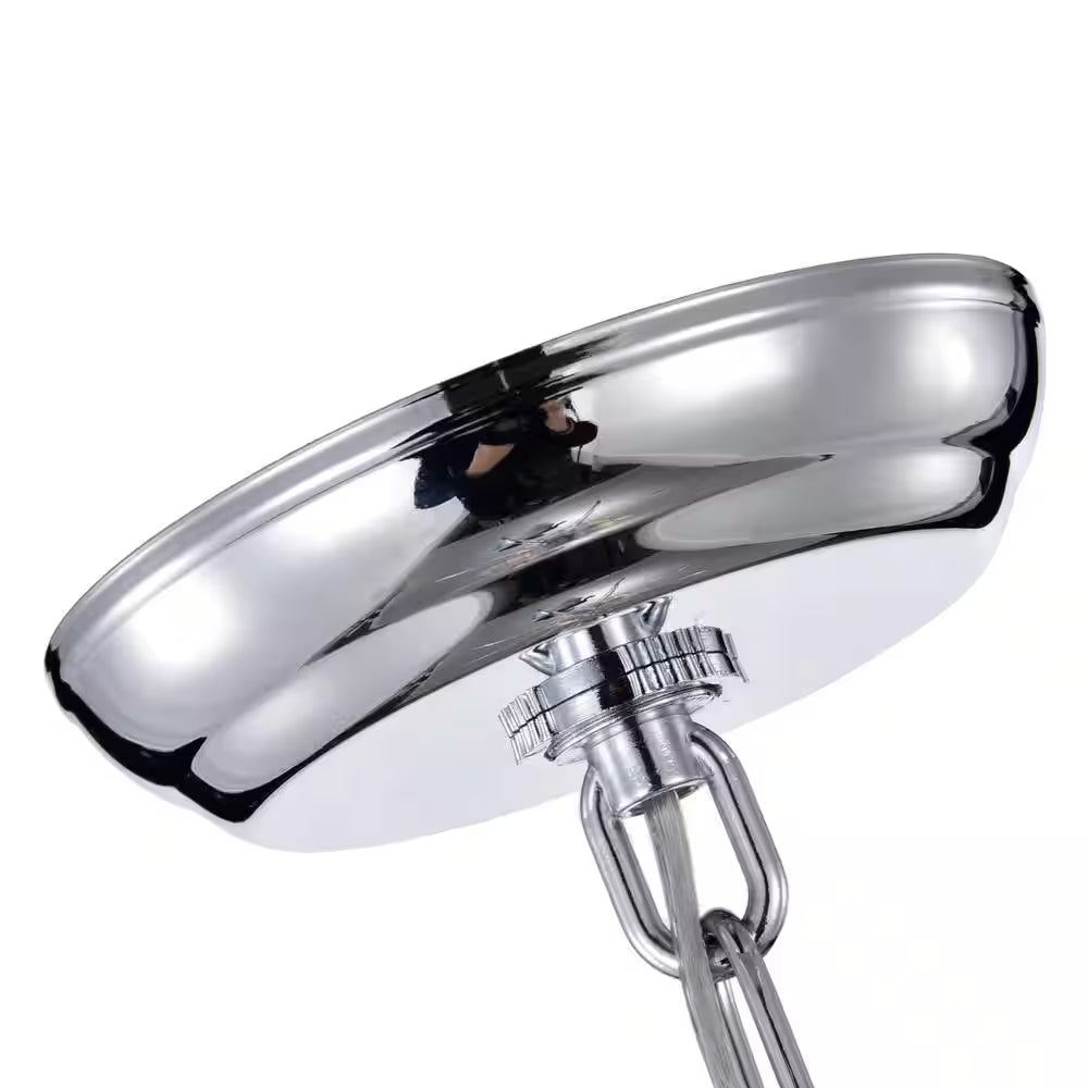 Orbit 3-Light Chrome Globe Orb Glam Chandelier with Crystal Lined Cylinder Shade