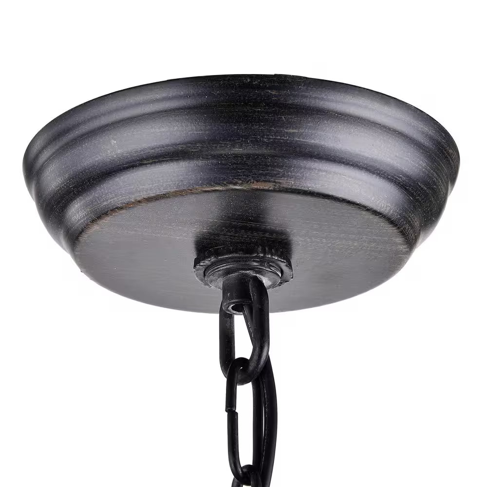Hartwell 6-Light Antique Black Modern Farmhouse round Candlestick Chandelier with Brass Candle Sleeves