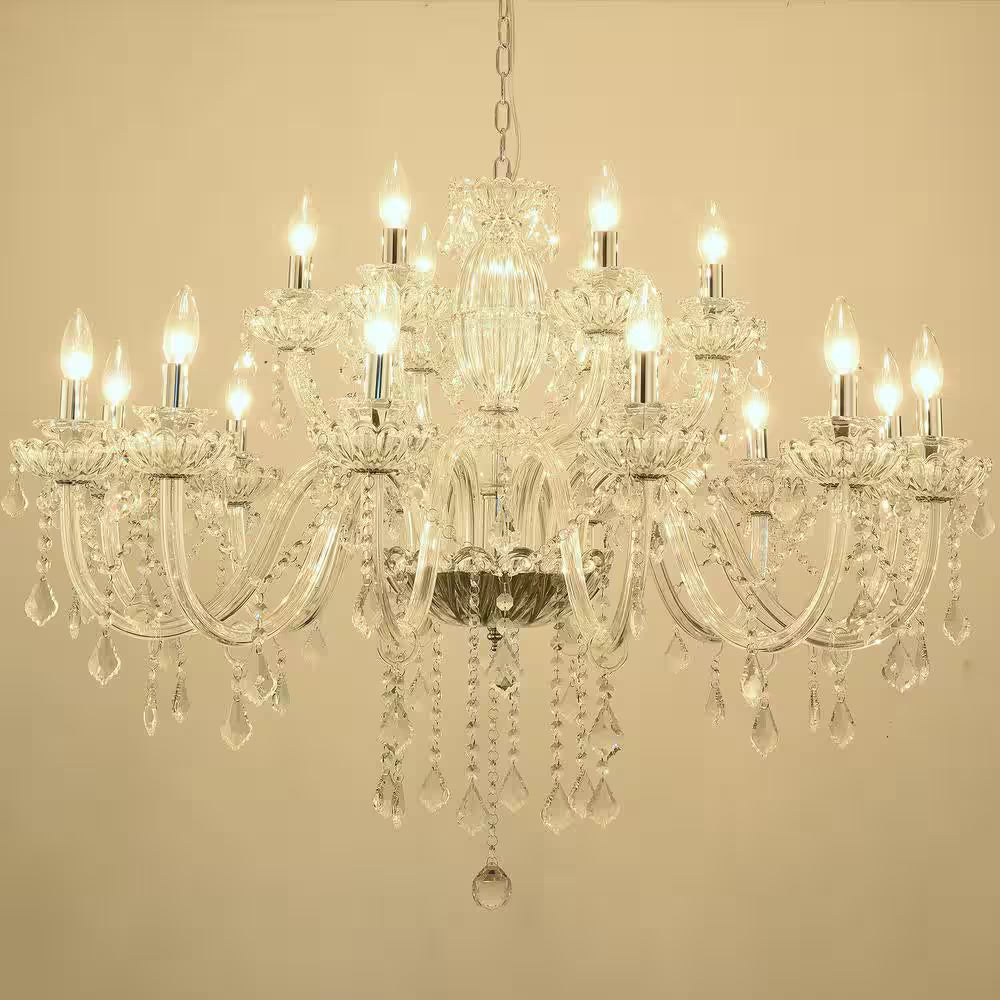 Atlanta 18-Light Clear Candle Style Classic/Traditional Chandelier with Crystal Accents