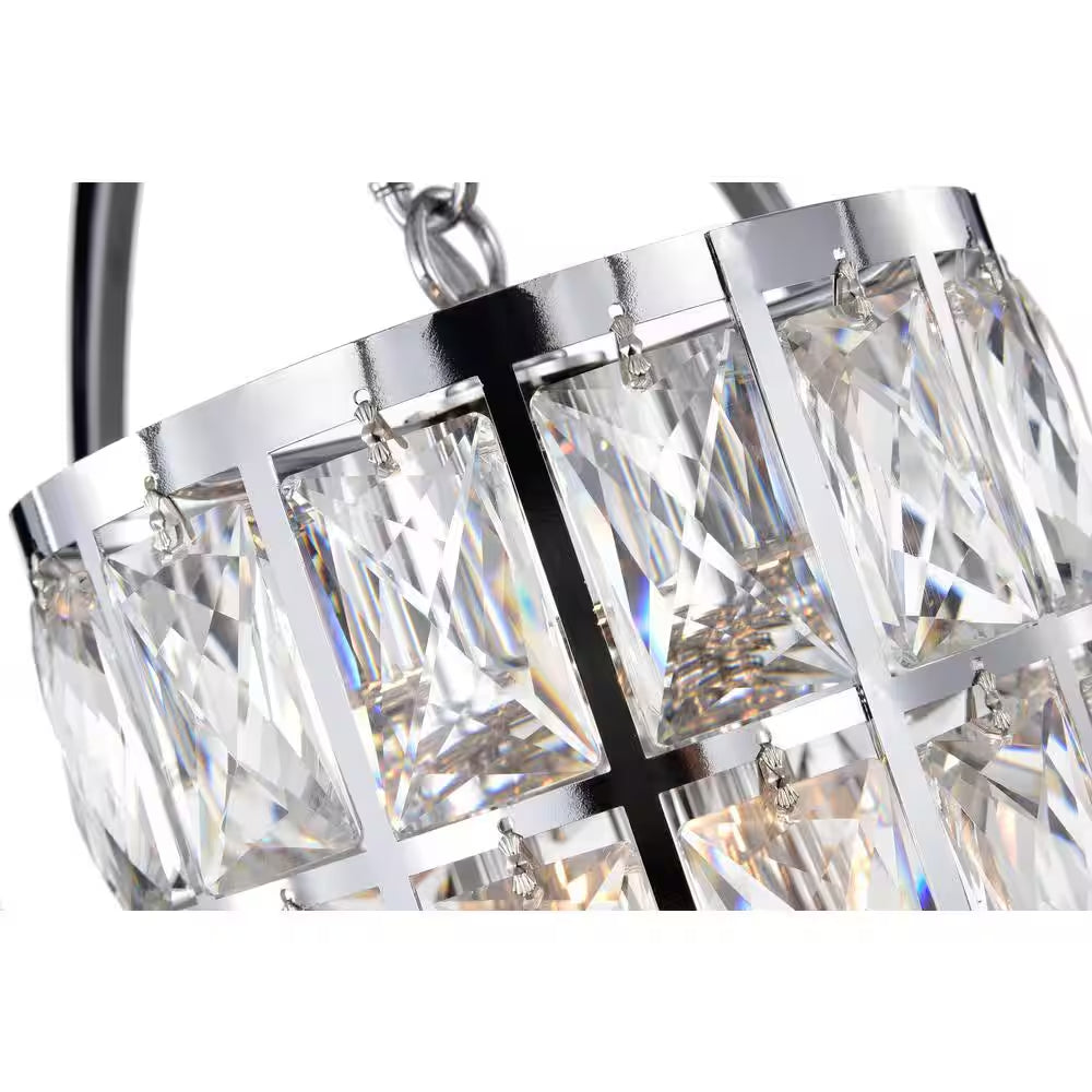 Orbit 3-Light Chrome Globe Orb Glam Chandelier with Crystal Lined Cylinder Shade