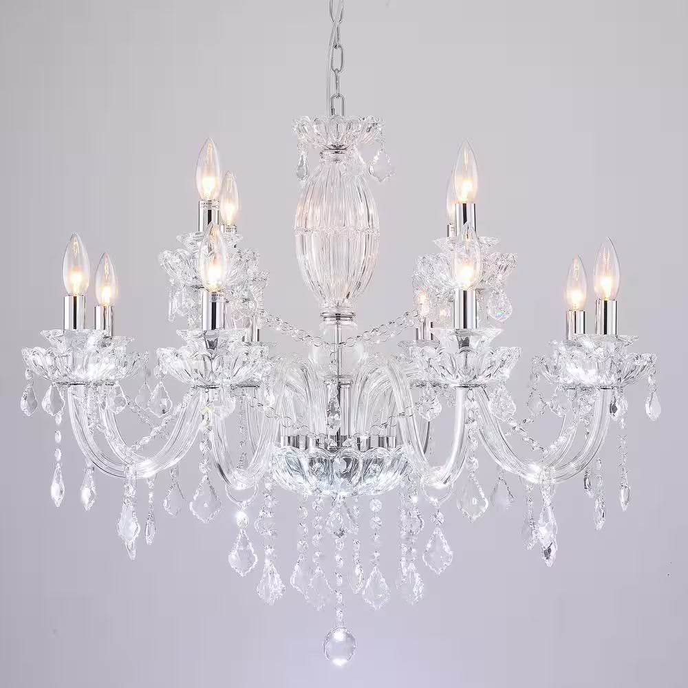 Atlanta 12-Light Clear Candle Style Traditional Chandelier with Crystal Accents