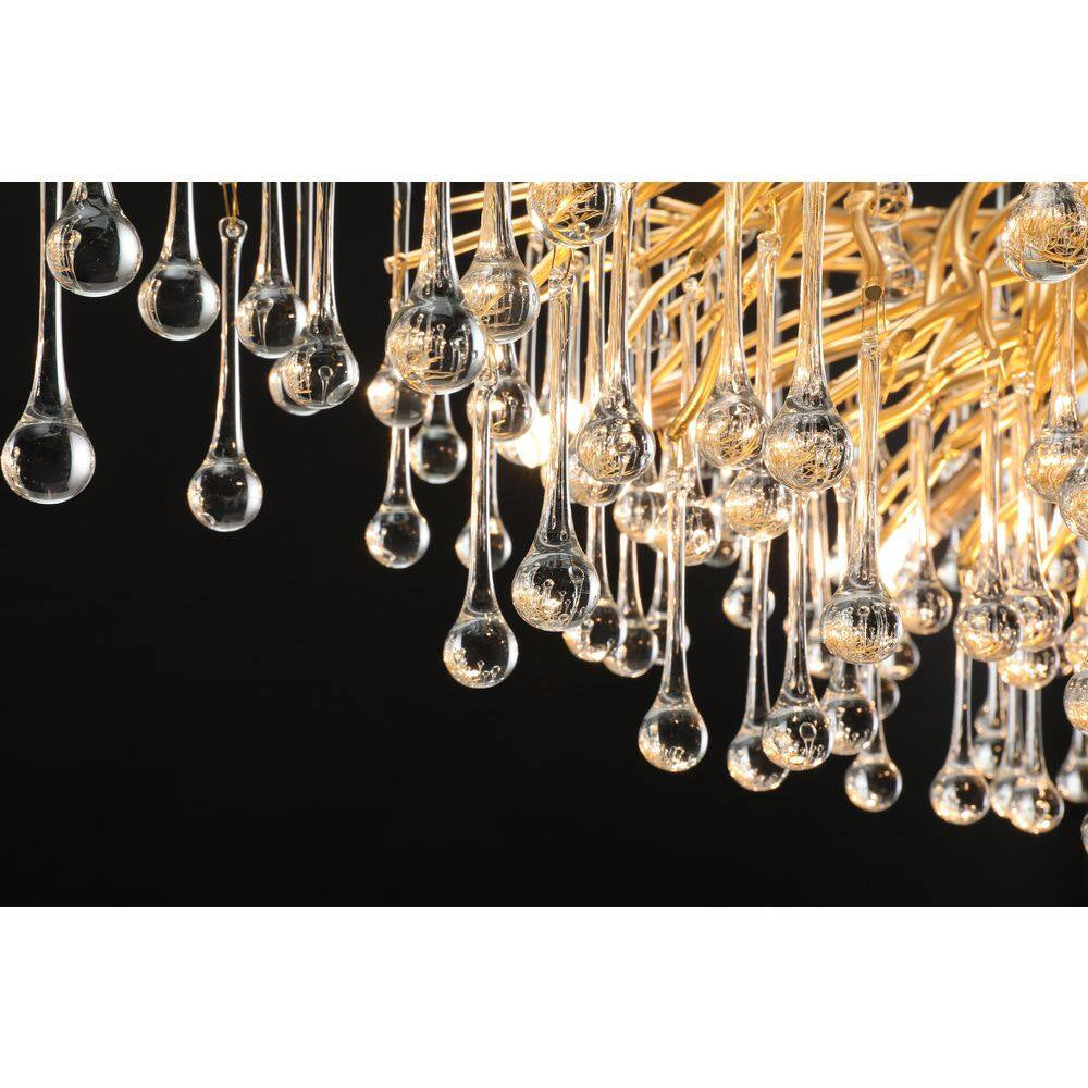 Modern Chandelier 47 In. 13-Lights Gold Luxury Crystal Globe Linear Chandelier for Dining Room, Kitchen Island, Foyer