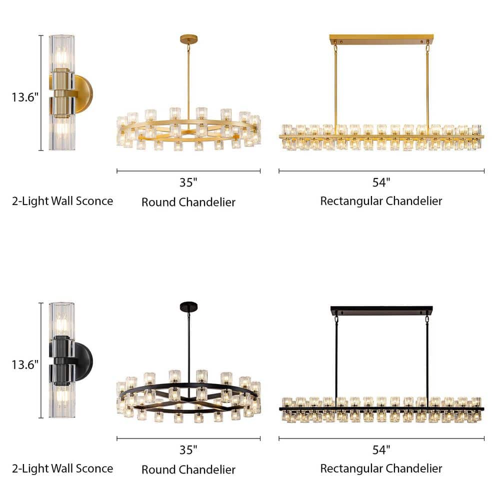 36-Light Black round Chandelier, 36 In. Modern K9 Crystal Chandelier for Dining Room, Living Room, Foyer