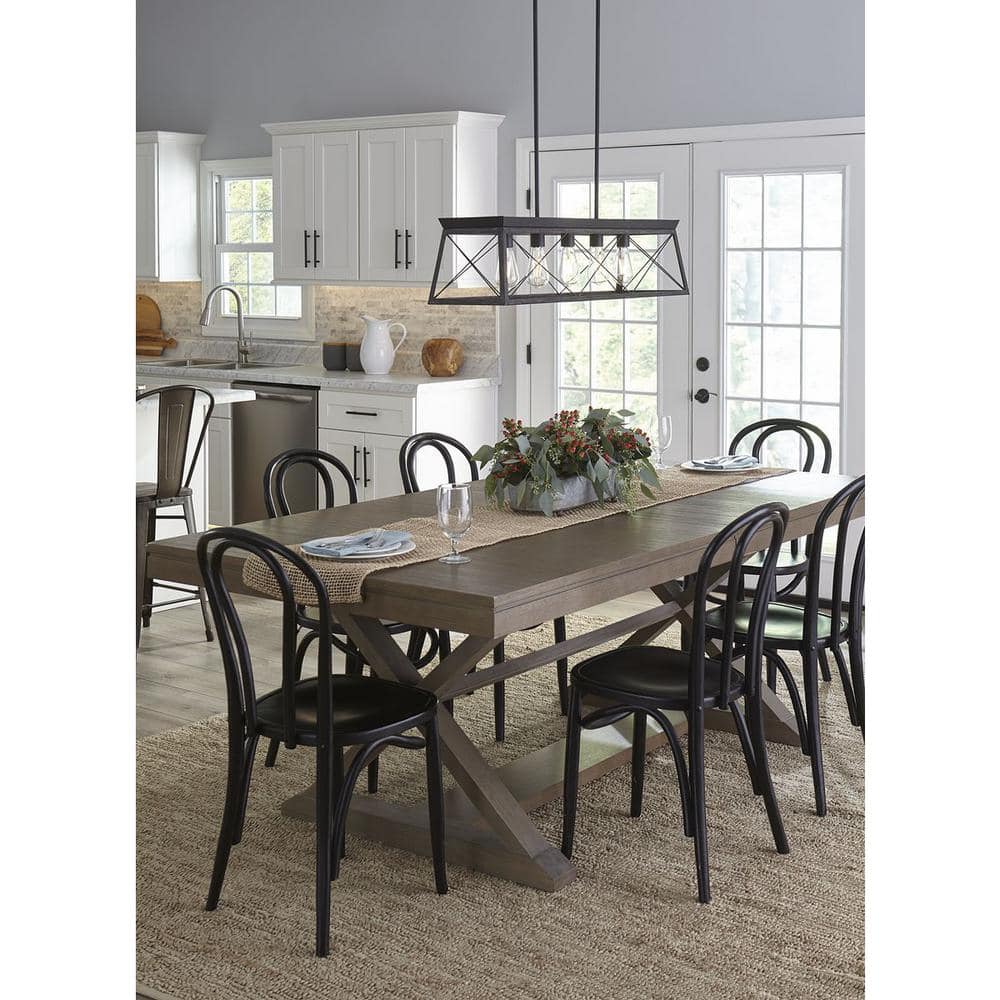 Briarwood Collection 5-Light Ceruse Black Farmhouse Linear Island Chandelier Light