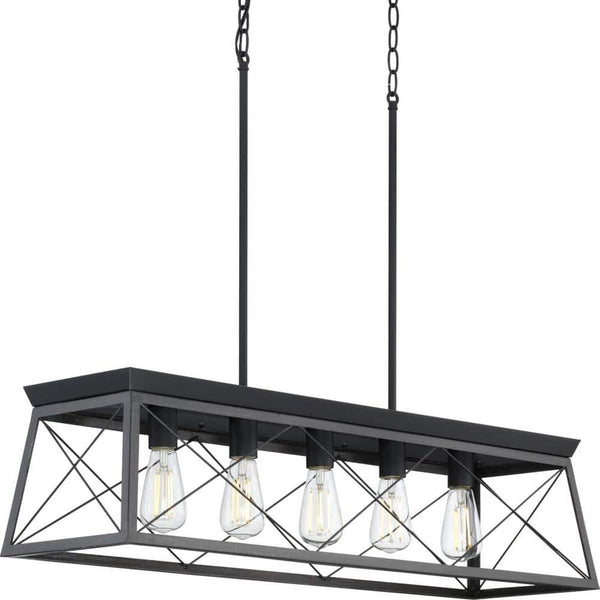 Briarwood Collection 5-Light Ceruse Black Farmhouse Linear Island Chandelier Light