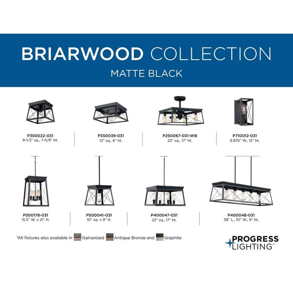 Briarwood Collection 5-Light Ceruse Black Farmhouse Linear Island Chandelier Light