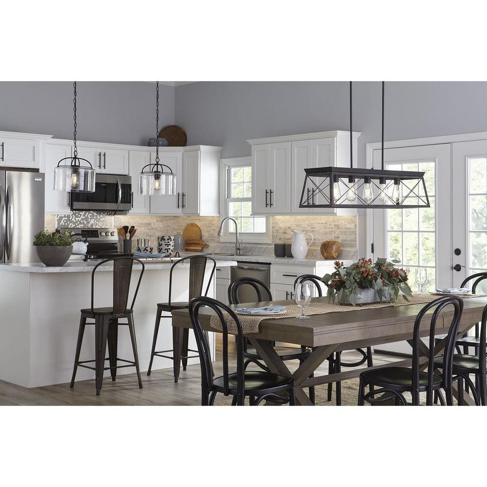 Briarwood Collection 5-Light Ceruse Black Farmhouse Linear Island Chandelier Light