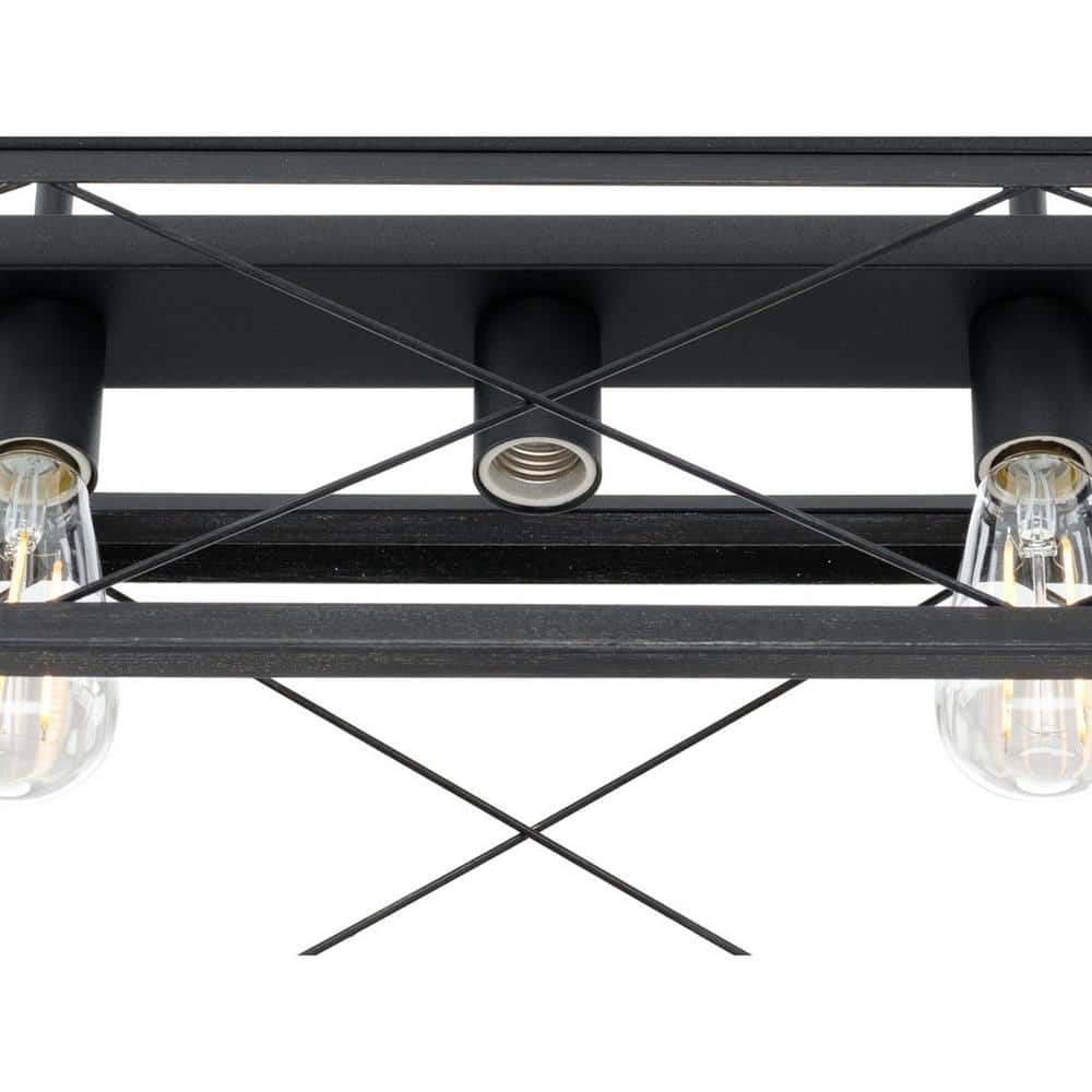Briarwood Collection 5-Light Ceruse Black Farmhouse Linear Island Chandelier Light