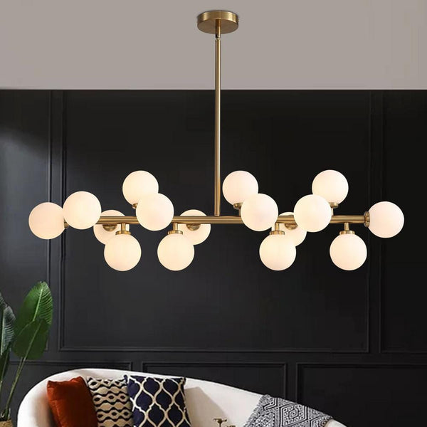 16-Light Brass Globe Sputnik Dining Room Chandelier Mid Century Kitchen Pendant Light