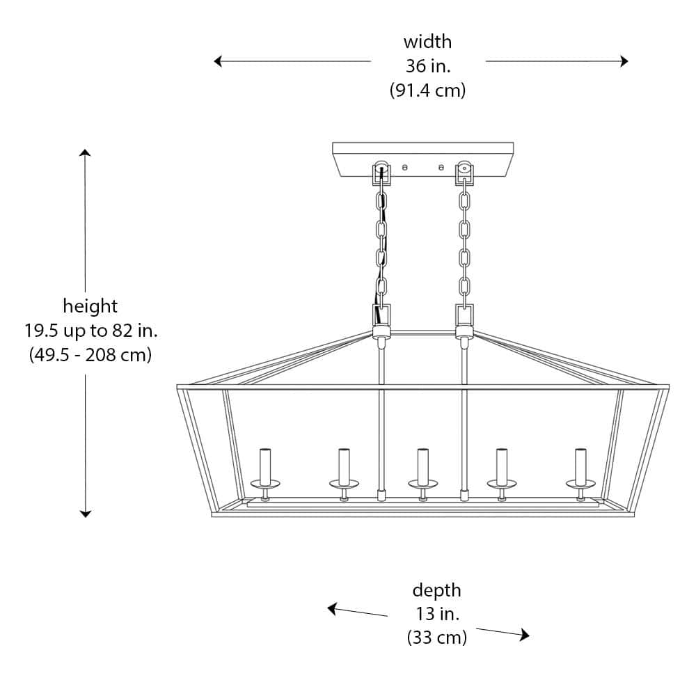 Weyburn 36 In. 5-Light Bronze Farmhouse Linear Chandelier Light Fixture with Caged Metal Shade