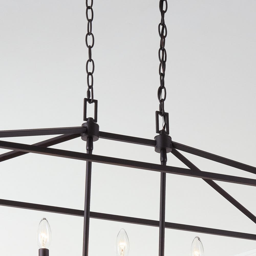 Weyburn 36 In. 5-Light Bronze Farmhouse Linear Chandelier Light Fixture with Caged Metal Shade