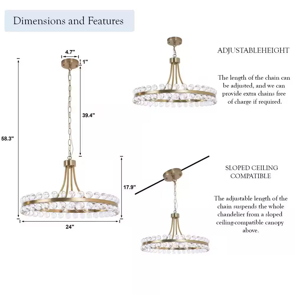 Jackson 8-Light Brass Unique Classic/Traditional Chandelier with Crystal Accents