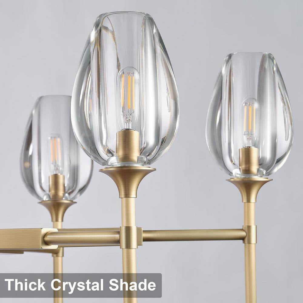 Modern Tulip Chandelier 42 In. 6-Light Gold Tulip round Chandelier for Dining Room, Living Room, Foyer, Hallway