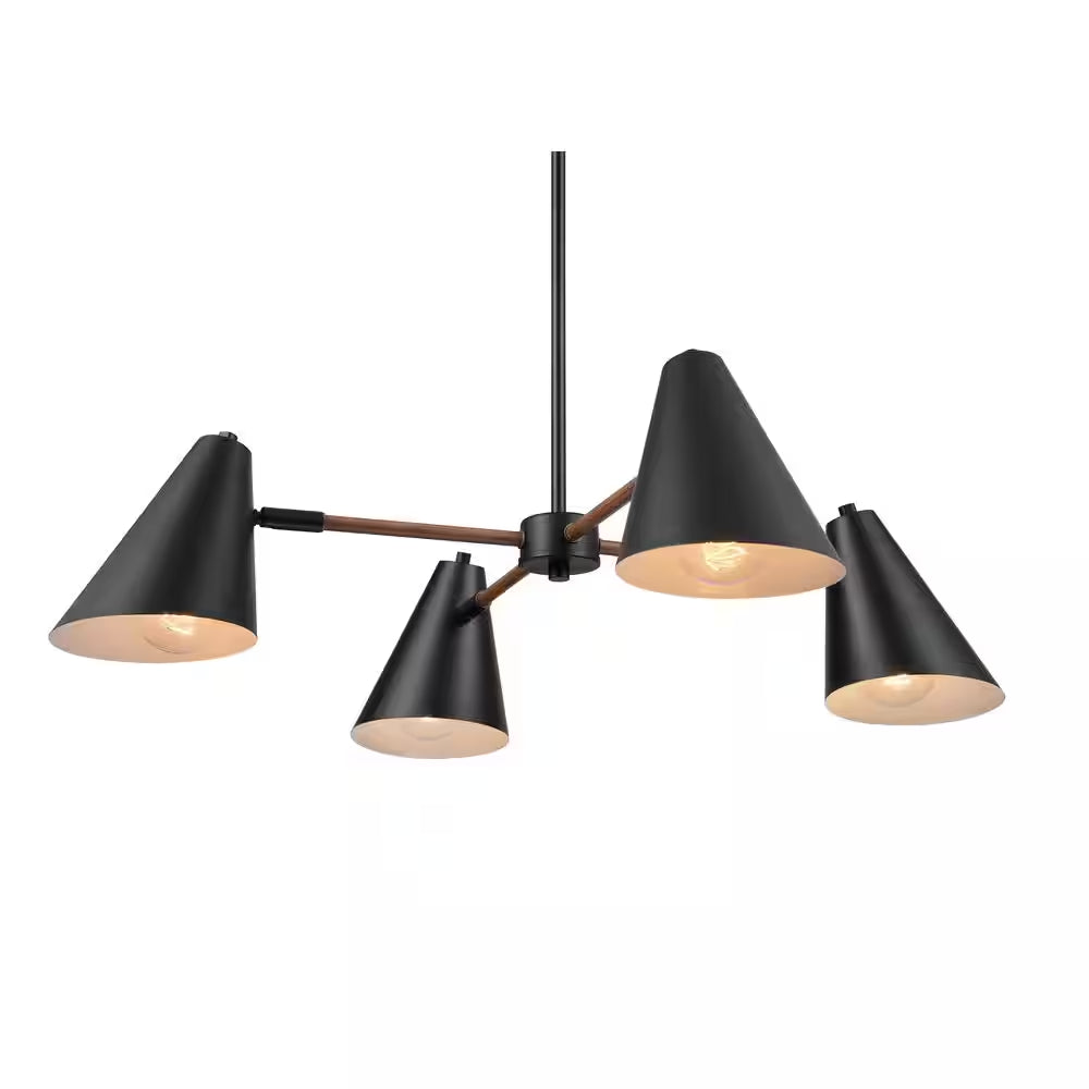 Woodstock 4-Light Matte Black Transitional Chandelier