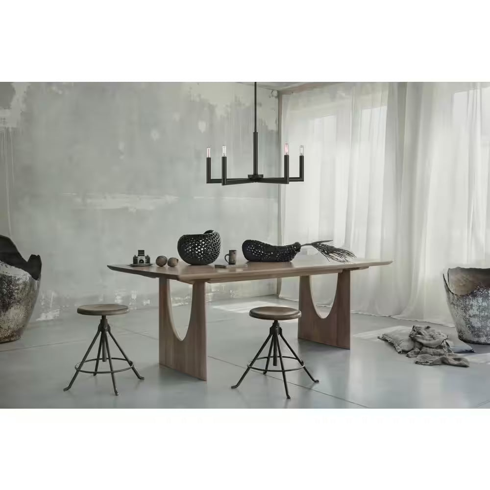 5-Light Matte Black Dimmable Contemporary Chandelier for Dining Room Kitchen Foyer