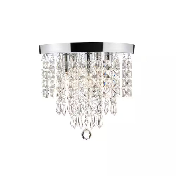 11 In. 5-Light Chrome Flush Mount Chandelier with K9 Crystals
