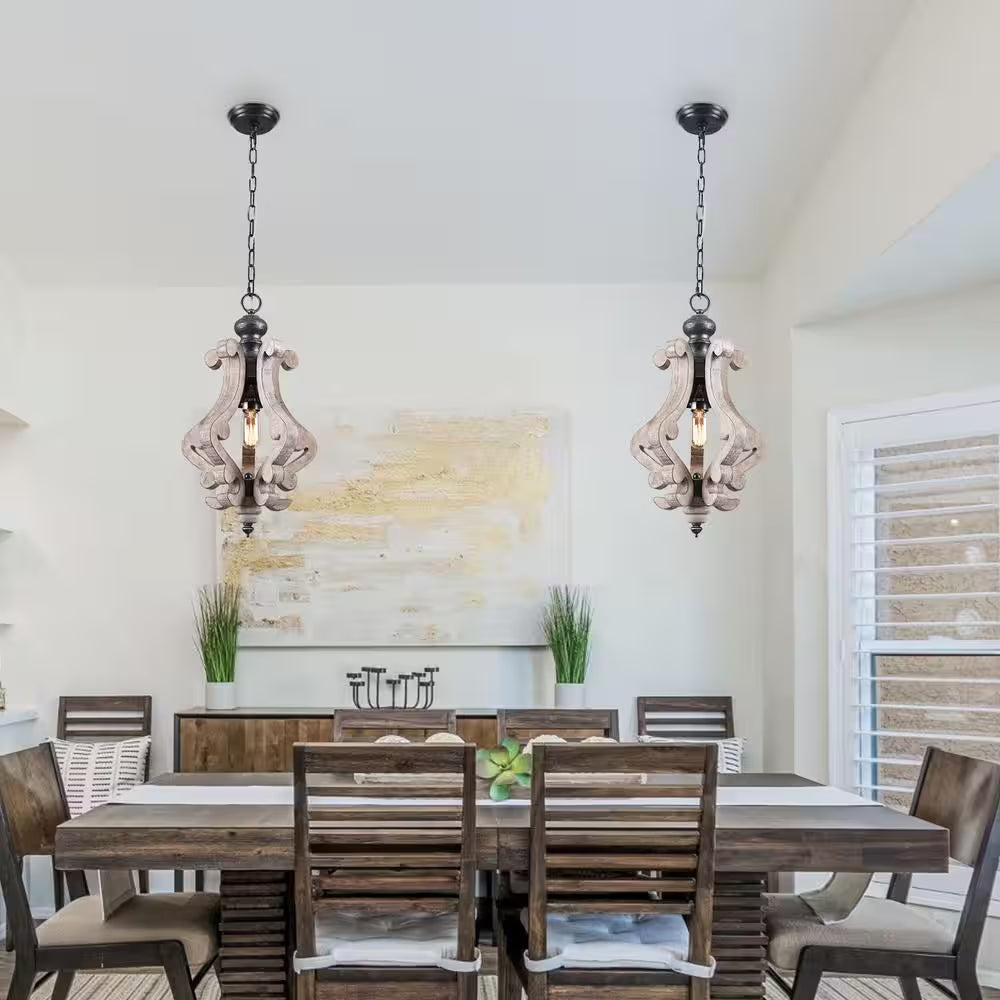 Casali Farmhouse French Country Weathered Wood Chandelier Kitchen Island Pendant Light
