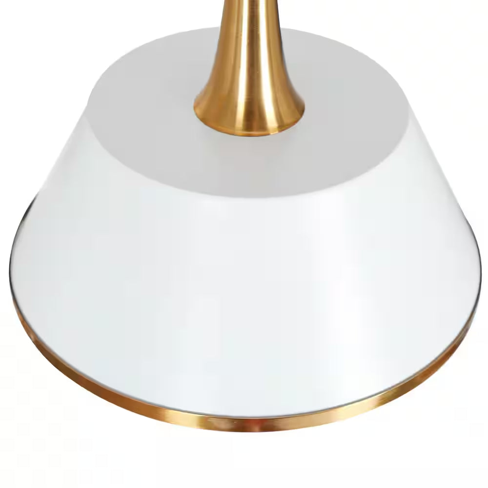 Modern 5-Light Matte White and Plated Brass Chandelier Contemporary Island Ceiling Light with Bell Shade for Living Room