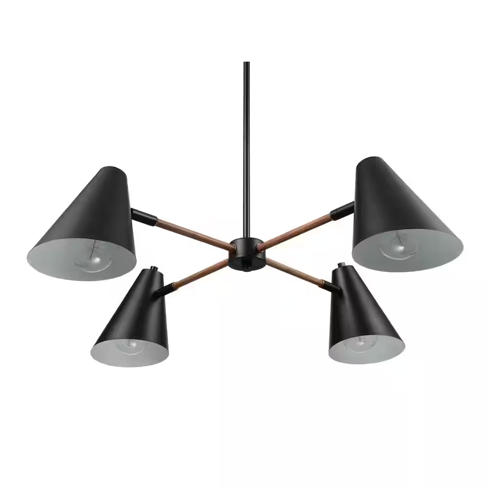 Woodstock 4-Light Matte Black Transitional Chandelier