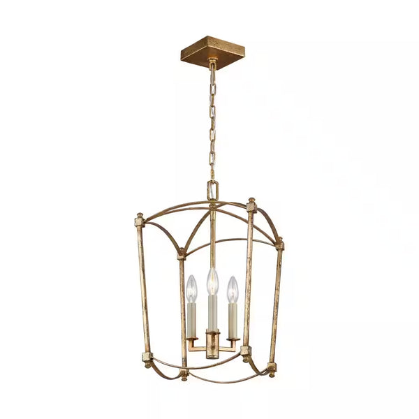 Estoril 3-Light Antique Guild Traditional Transitional Small Hanging Candlestick Chandelier