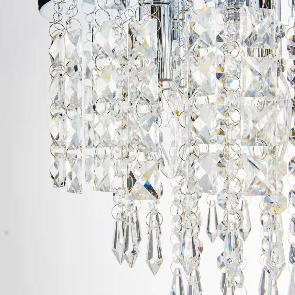 11 In. 5-Light Chrome Flush Mount Chandelier with K9 Crystals