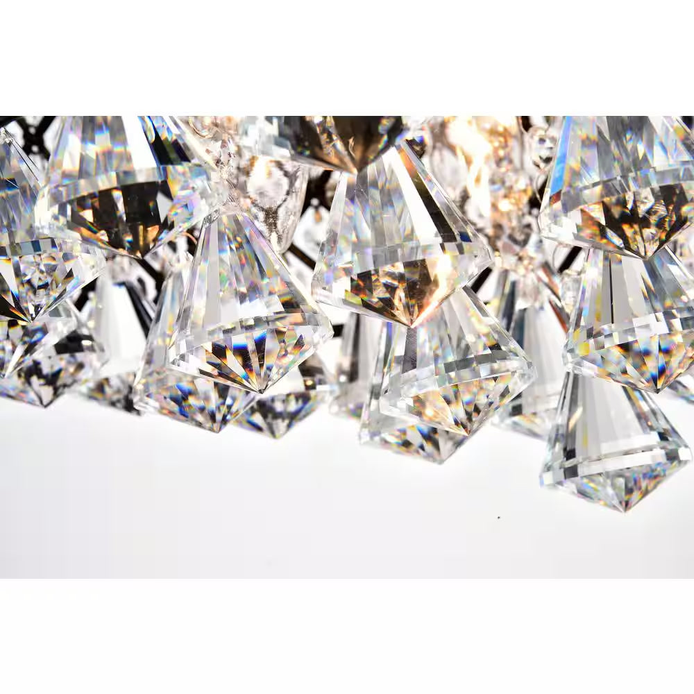 Alyvia 4-Light Antique Black Glam Semi-Flush Mount Ceiling Light with Beaded Crystal Drum Shade