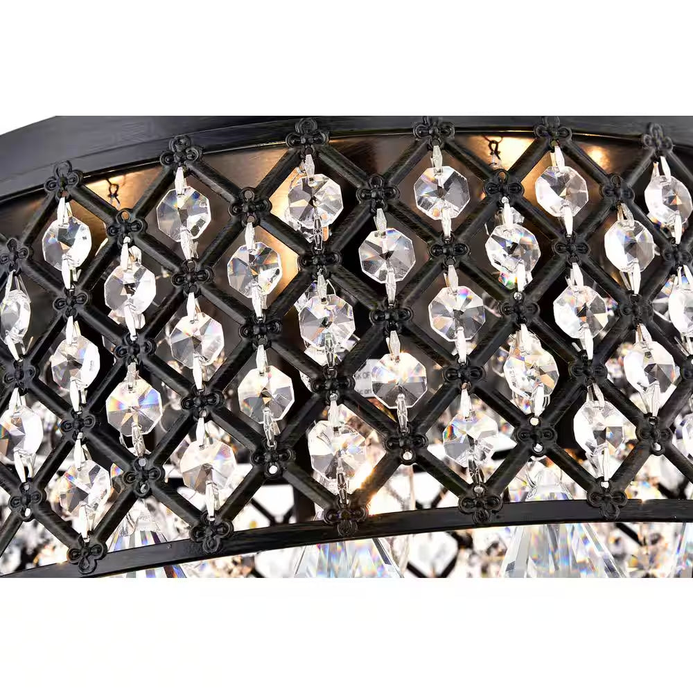 Alyvia 4-Light Antique Black Glam Semi-Flush Mount Ceiling Light with Beaded Crystal Drum Shade