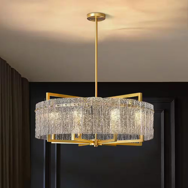6-Light Gold 25.6In Modern Glass Shade Chandelier for Dining Room