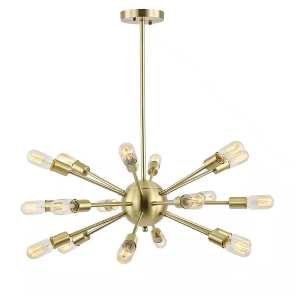Sputnik Style Brass Chandelier