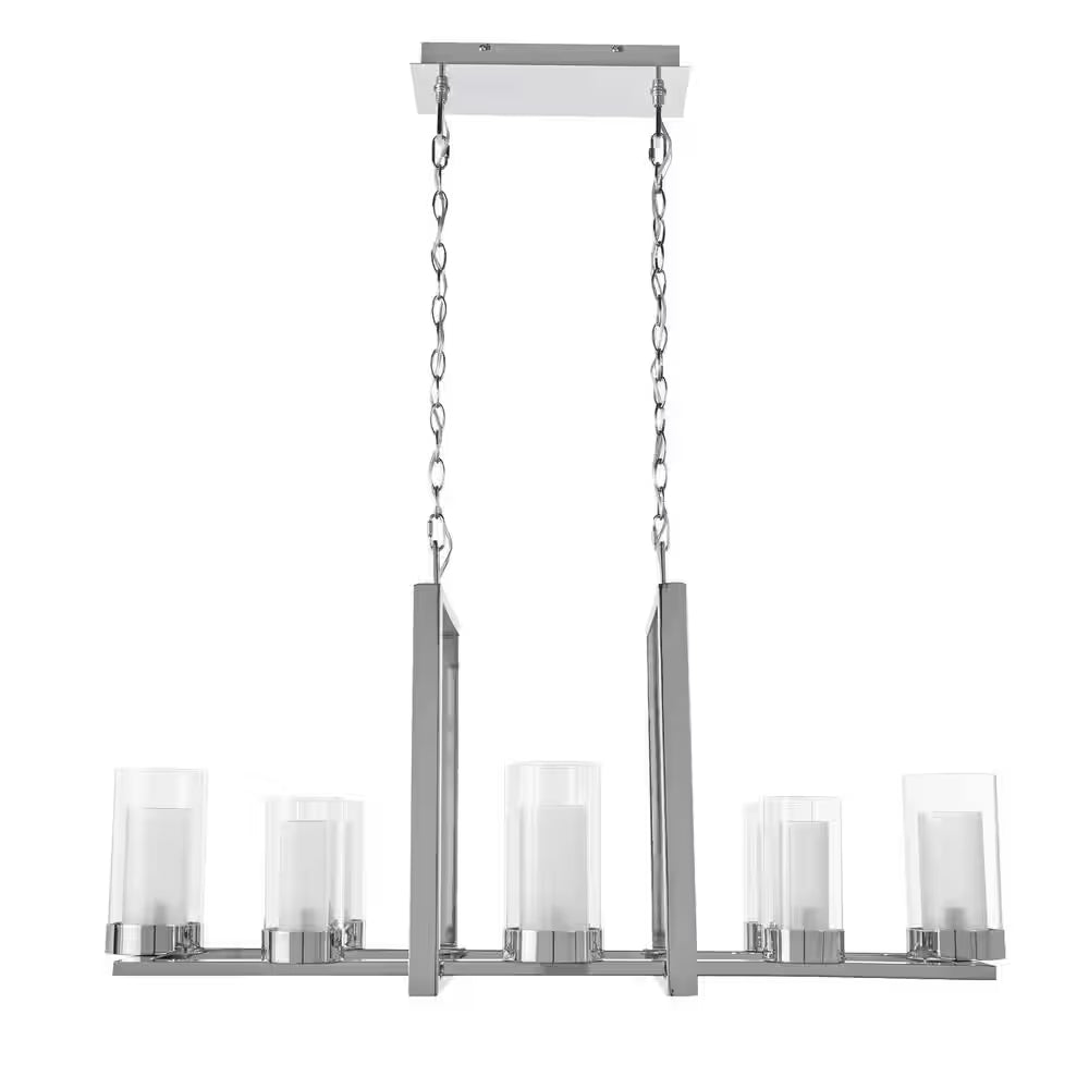 Samantha 60-Watt 8-Light LED Chrome Chandelier with Clear and Frosted Shades