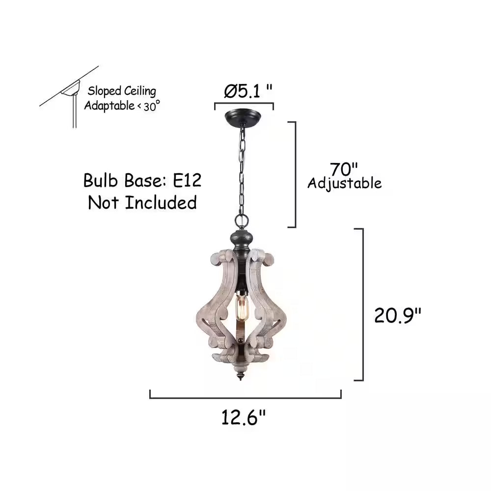 Casali Farmhouse French Country Weathered Wood Chandelier Kitchen Island Pendant Light