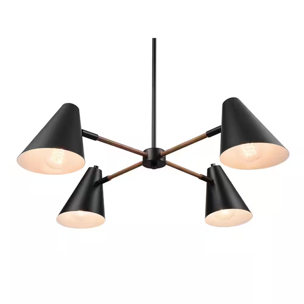 Woodstock 4-Light Matte Black Transitional Chandelier