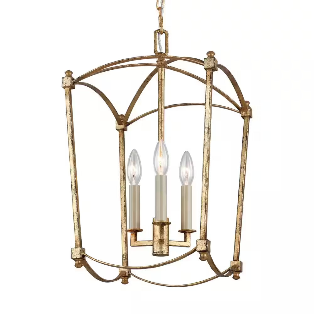 Estoril 3-Light Antique Guild Traditional Transitional Small Hanging Candlestick Chandelier