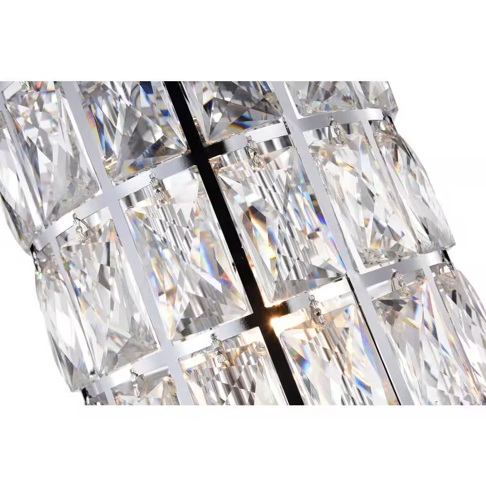 Orbit 3-Light Chrome Globe Orb Glam Chandelier with Crystal Lined Cylinder Shade