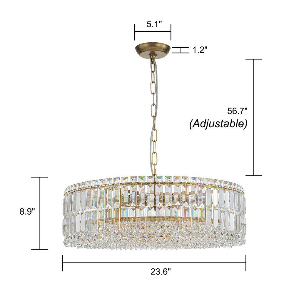 Orillia Modern 8-Light Gold round Glass Crystal Chandelier for Kitchen Island Dinning Table Living Room