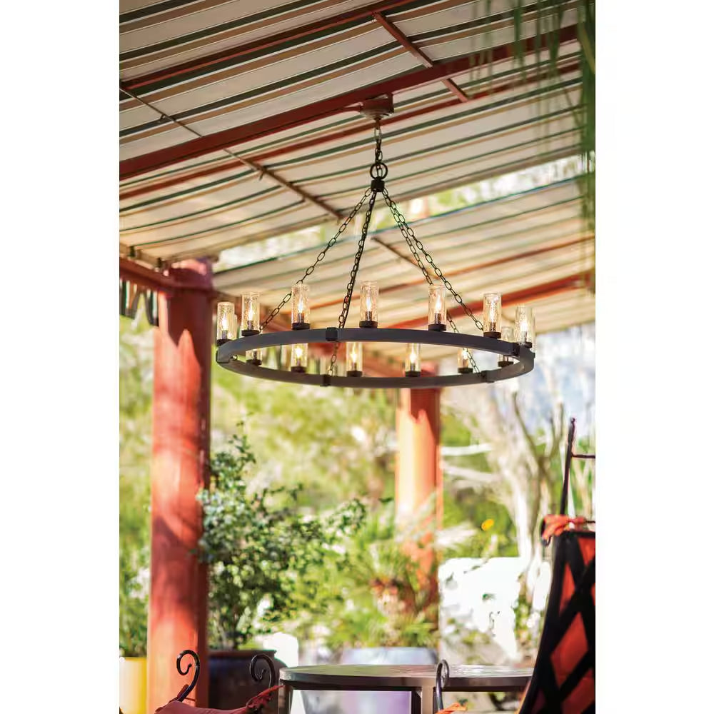 Sawyer Medium 6-Light Sequoia Brown Outdoor Hanging Chandelier