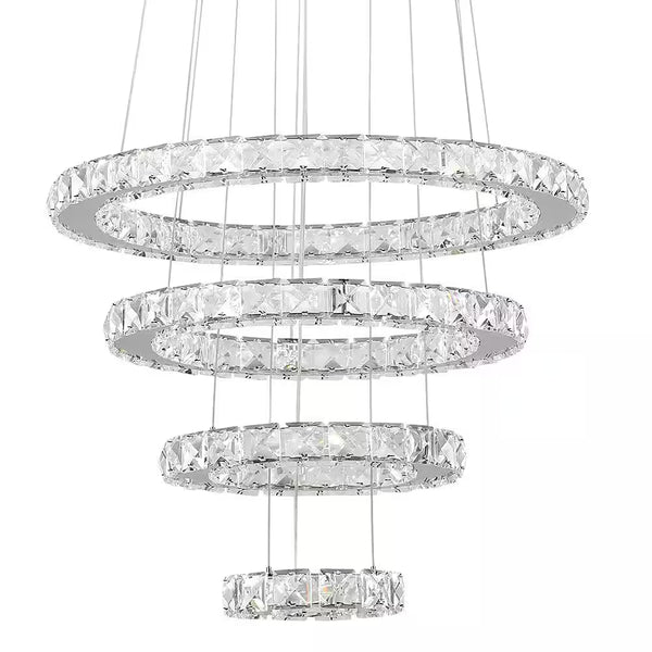 Jefferson 4 - Light Clear/Chrome Unique/Statement Geometric Integrated LED Chandelier Accents