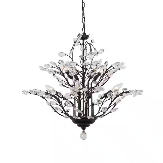 8-Light Unique Black Traditional Chandelier with Modern Crystal Accents