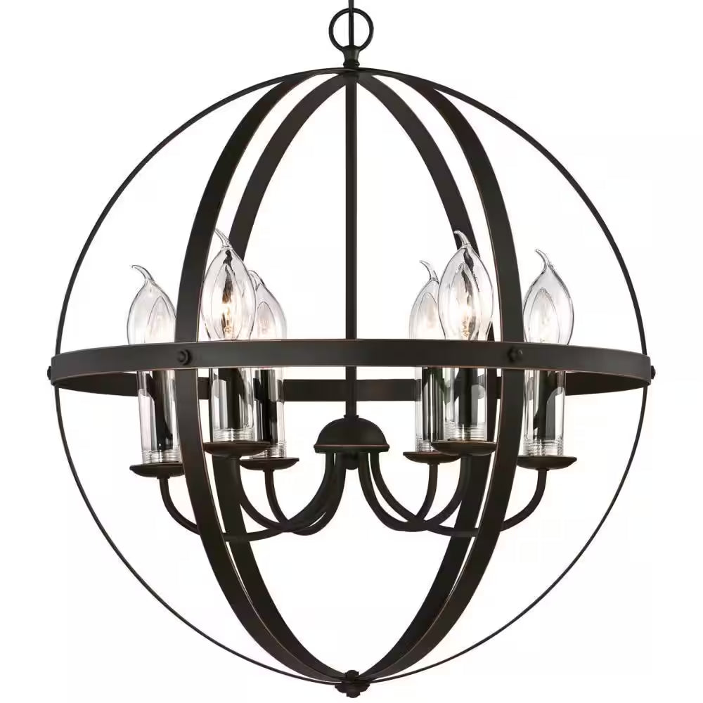 Stella Mira 6-Light Oil Rubbed Bronze with Highlights Outdoor Hanging Chandelier
