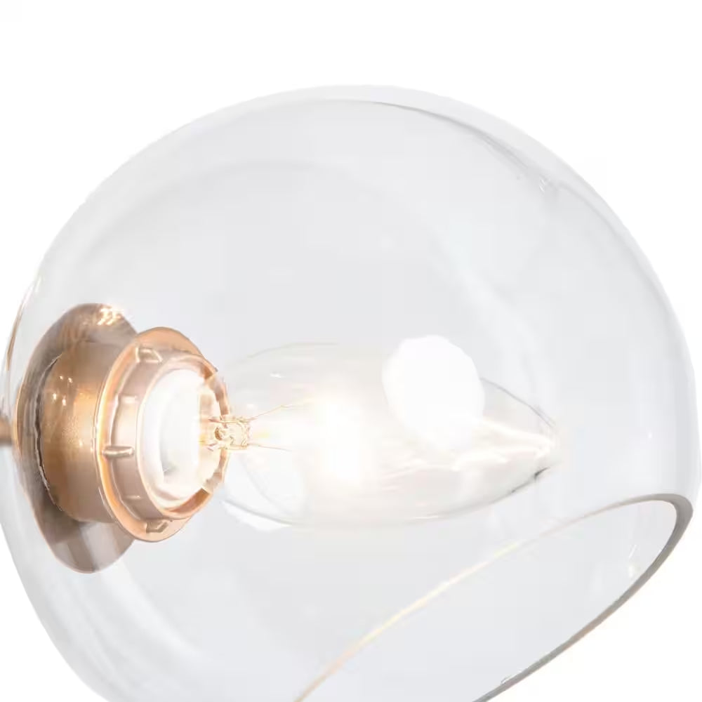 Modern Gold Dining Room Chandelier, Bubble 31.5 In. 6-Light Farmhouse Sputnik Bedroom Chandelier with Clear Glass Shades