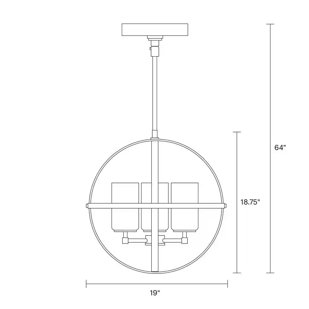 Alturas 3-Light Brushed Nickel Modern Dining Room Hanging Globe Chandelier with Clear Seeded Glass Shades