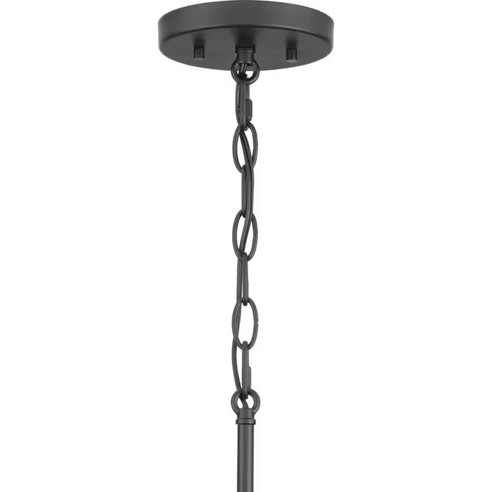 Mauzy Collection 5-Light Matte Black Transitional Chandelier with Clear Water Glass Shade for Dining Room
