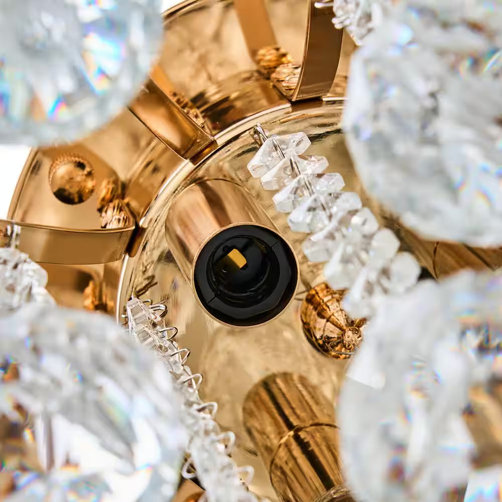 15.4 In. 3-Light Gold Crystal Chandelier Flush Mount Ceiling Light Fixture